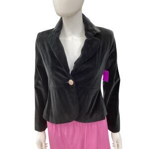 Skirtin Around Blazer Women’s SZ 2 Velvety Soft Beautiful Colorful Lining Black